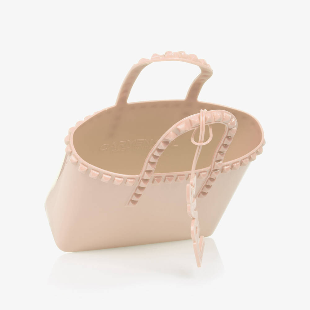 Carmen Sol-Girls Blush Pink Studded Mini Tote Bag (18cm) | Childrensalon