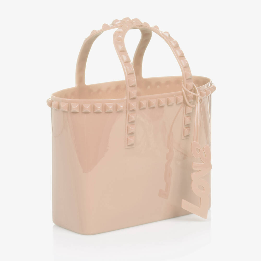 Carmen Sol-Girls Blush Pink Studded Mini Tote Bag (18cm) | Childrensalon