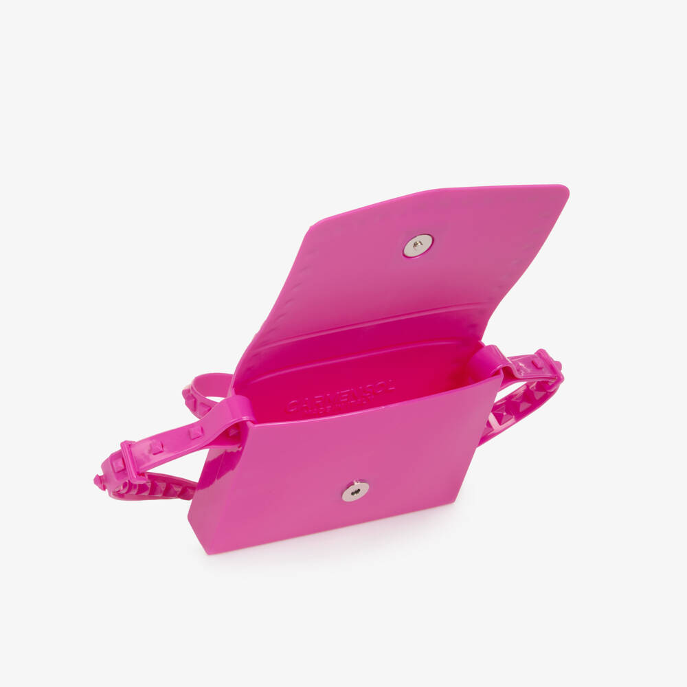 Carmen Sol-Girls Fuchsia Pink Studded Shoulder Bag (18cm) | Childrensalon