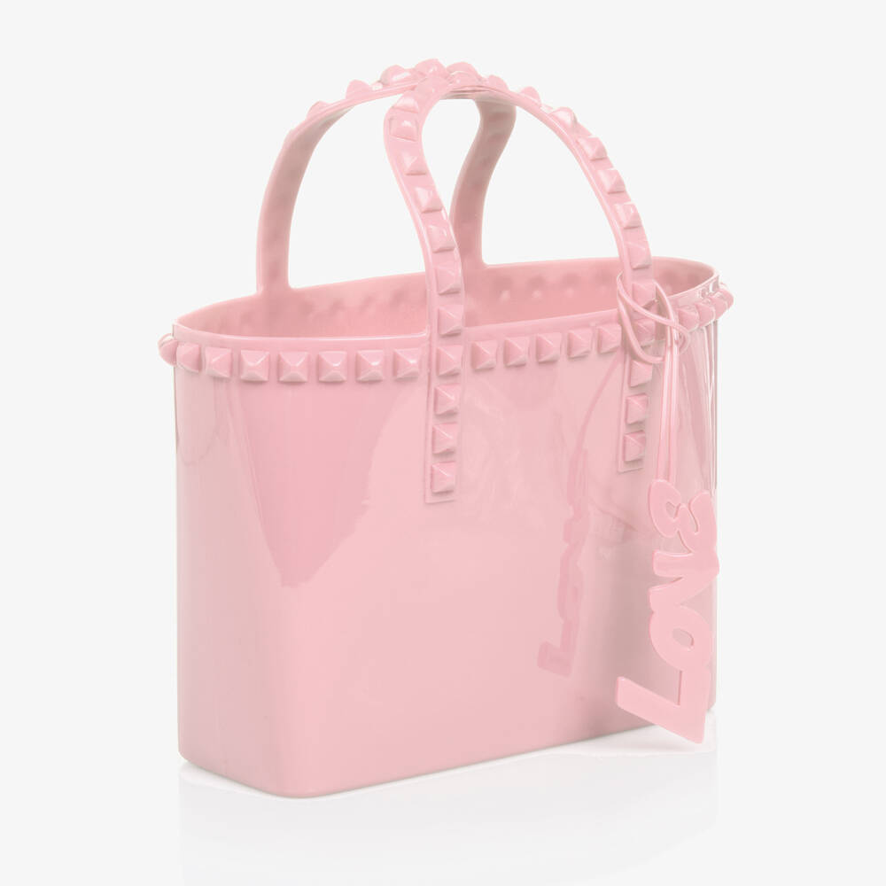 Carmen Sol-Girls Pink Studded Mini Tote Bag (18cm) | Childrensalon
