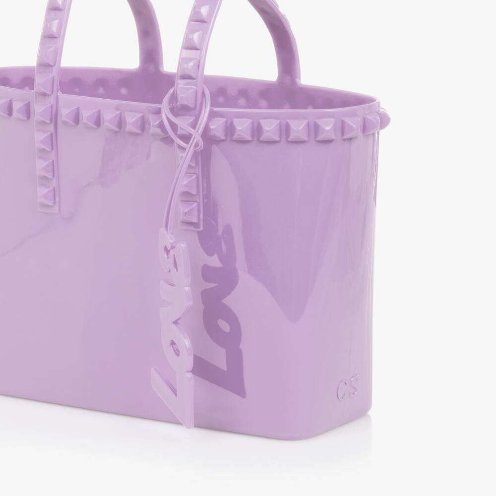 Carmen Sol-Girls Purple Studded Mini Tote Bag (18cm) | Childrensalon