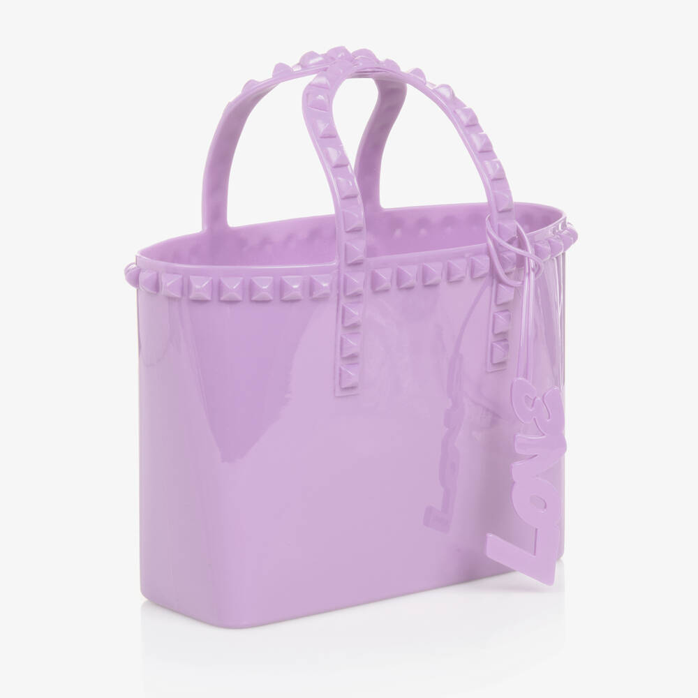 Carmen Sol-Girls Purple Studded Mini Tote Bag (18cm) | Childrensalon