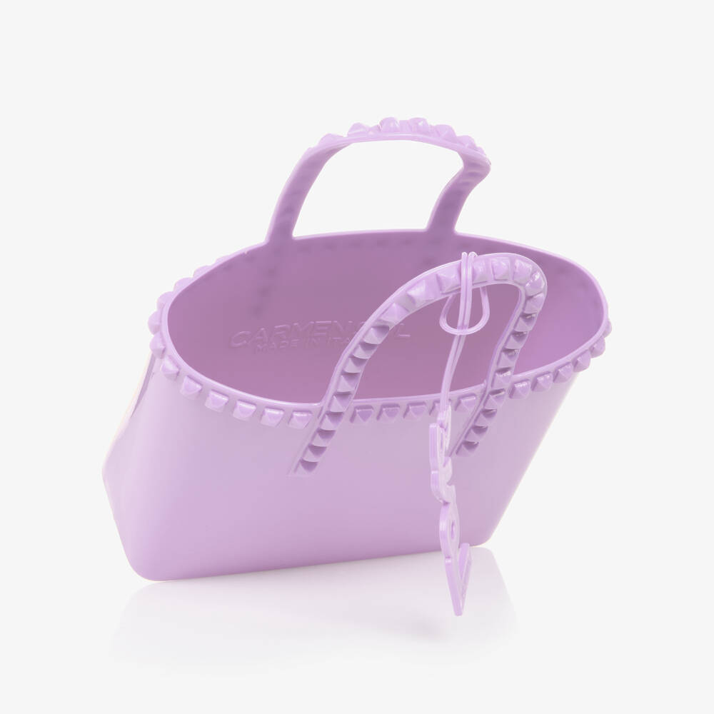 Carmen Sol-Girls Purple Studded Mini Tote Bag (18cm) | Childrensalon