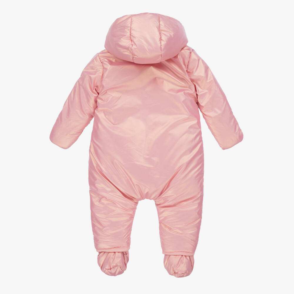 Carrément Beau-Pink Hooded Baby Girls Snowsuit | Childrensalon
