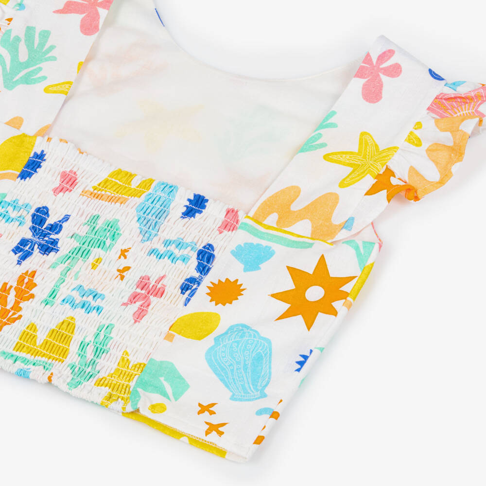 Catimini-Girls Cotton Top with Colourful Seaside Print | Childrensalon