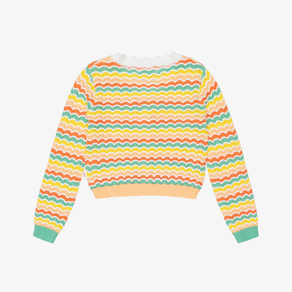 Catimini-Кардиган из оранжевого хлопка с волнистым узором для девочек | Childrensalon