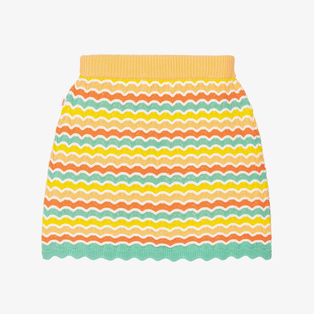 Catimini-Girls Orange Cotton Wavy Knit Skirt | Childrensalon