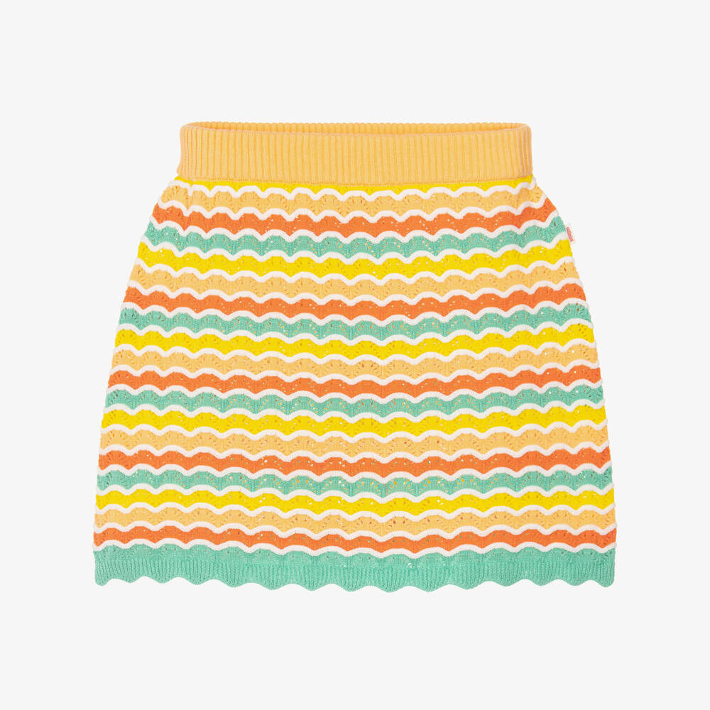 Catimini-Girls Orange Cotton Wavy Knit Skirt | Childrensalon