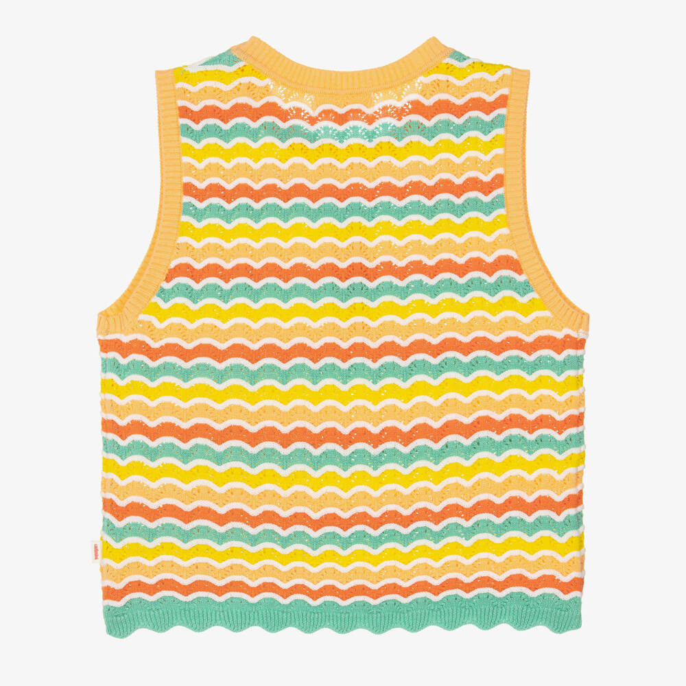 Catimini-Girls Orange Cotton Wavy Knit Vest Top | Childrensalon