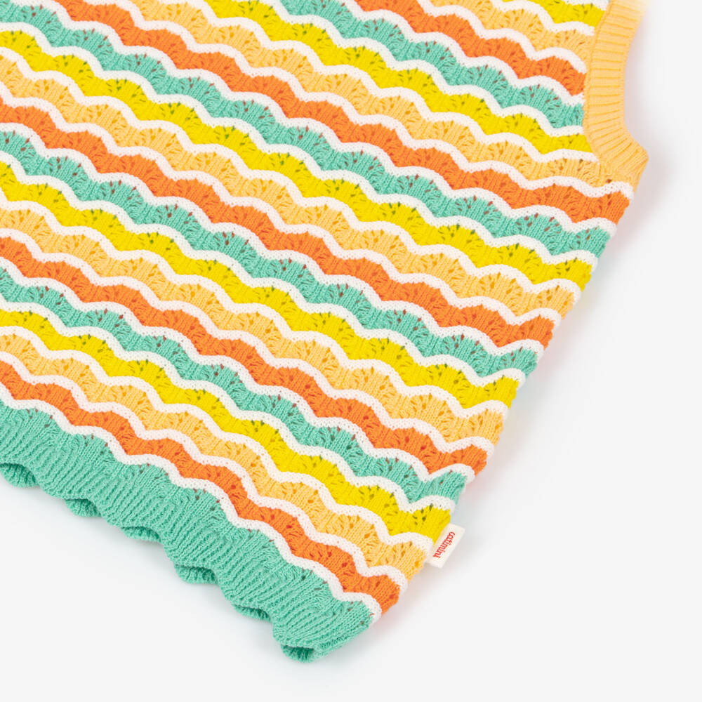 Catimini-Girls Orange Cotton Wavy Knit Vest Top | Childrensalon