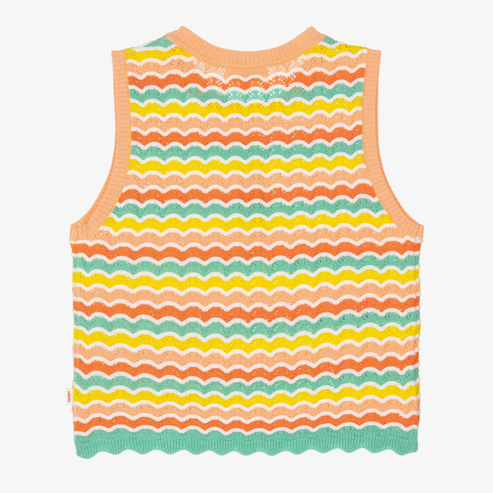 Catimini-Топ оранжевый хлопковый вязаный для девочек | Childrensalon