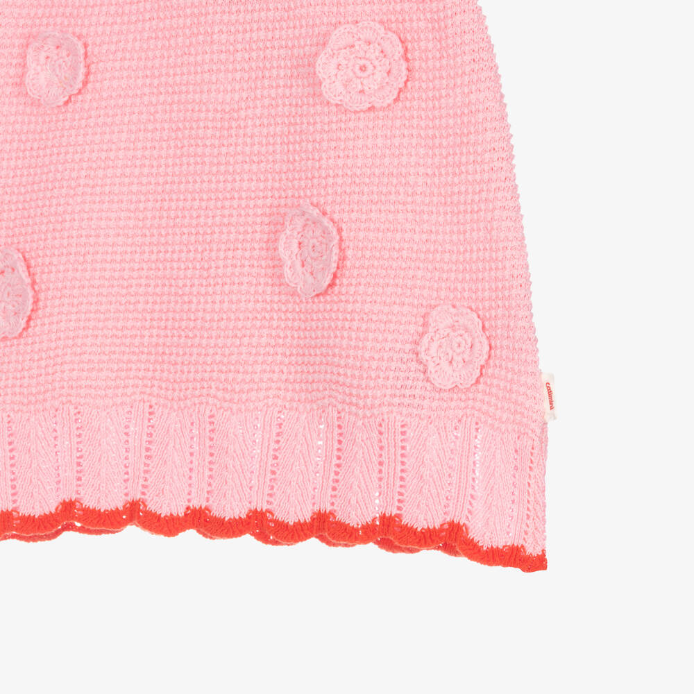 Catimini-Girls Pink Cotton Knit Skirt with Scalloped Hem | Childrensalon