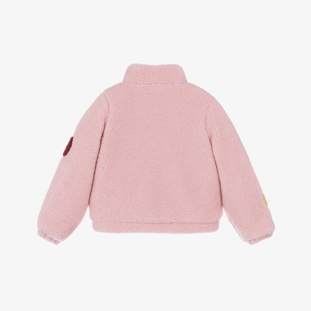 Catimini-Жакет розовый с яблоками из шерпы для девочек | Childrensalon
