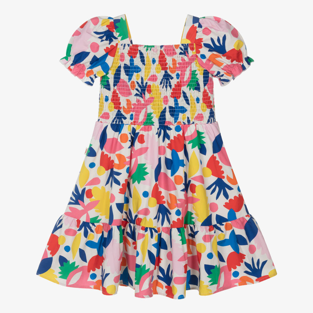 Catimini-Girls Red & Blue Cotton Floral Dress | Childrensalon