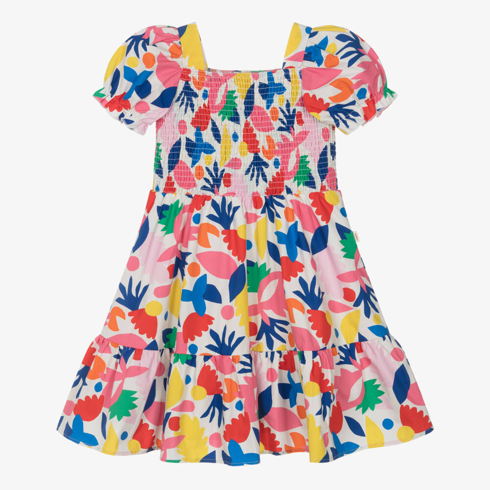 Catimini-Girls Red & Blue Cotton Floral Dress | Childrensalon