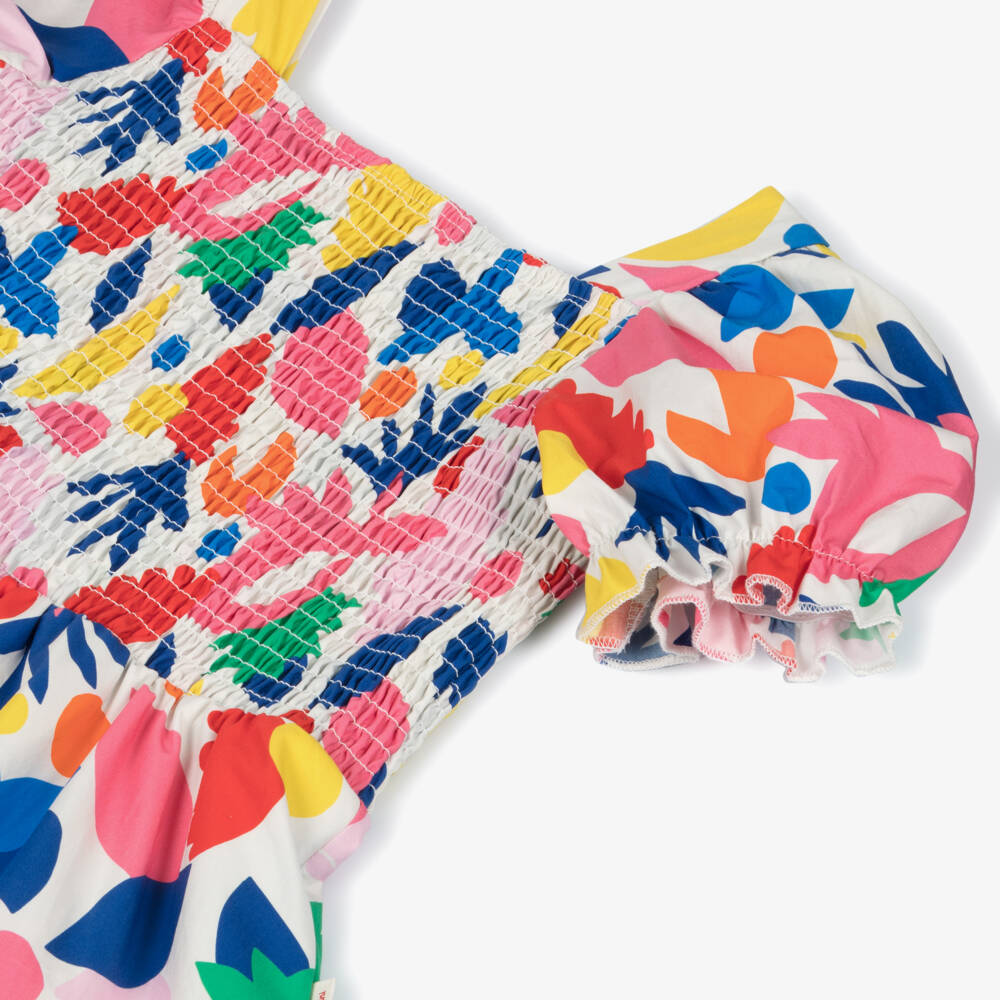 Catimini-Girls Red & Blue Cotton Floral Dress | Childrensalon