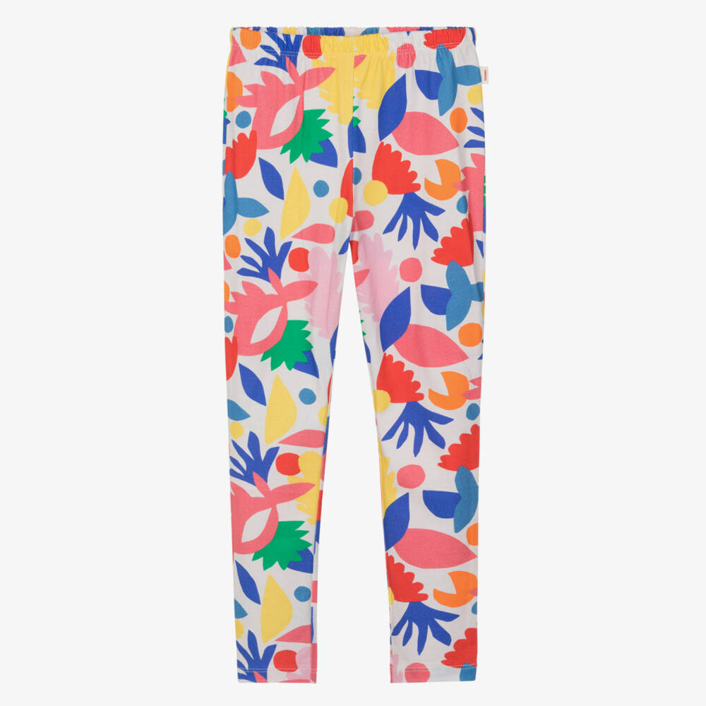 Catimini-Girls Red & Blue Cotton Floral Leggings | Childrensalon