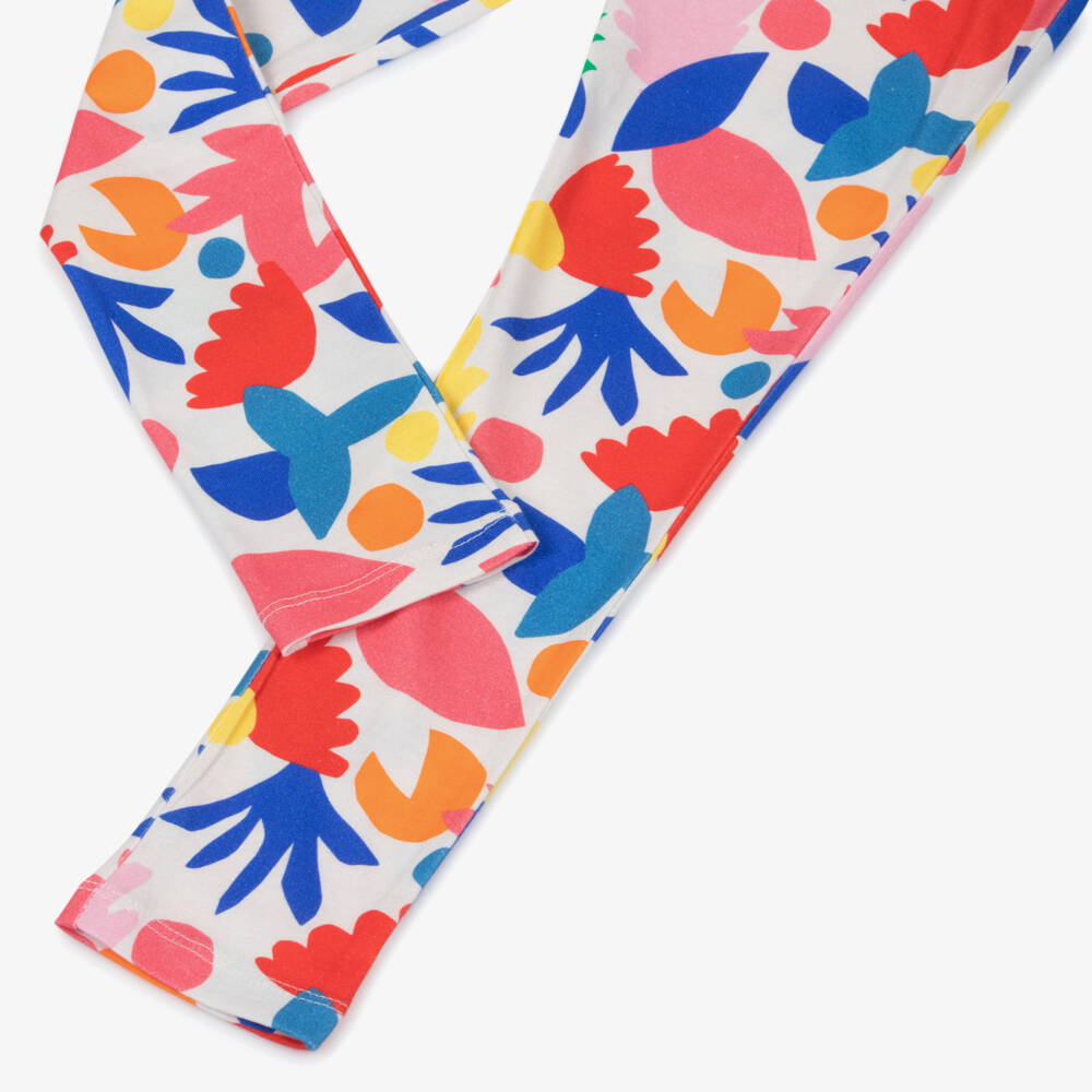 Catimini-Girls Red & Blue Cotton Floral Leggings | Childrensalon