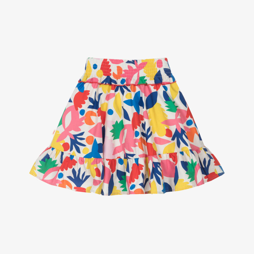 Catimini-Girls Red & Blue Cotton Floral Skirt | Childrensalon