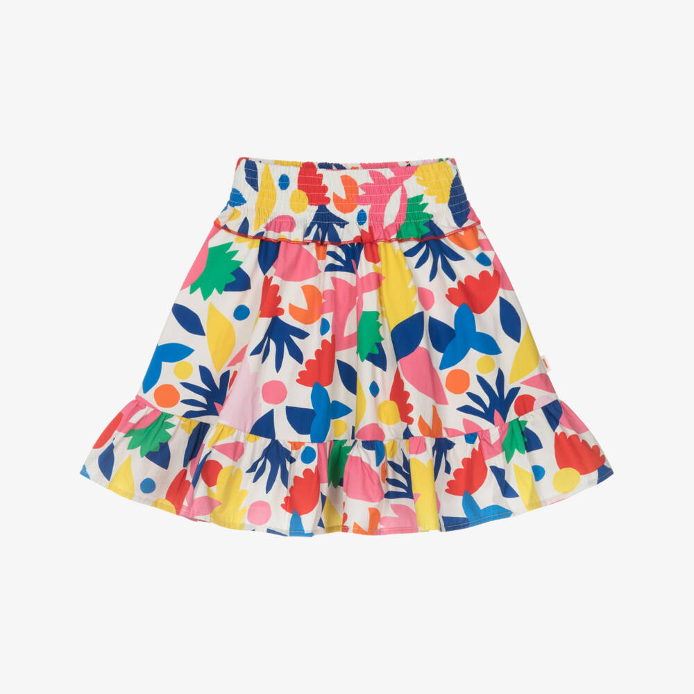Catimini-Girls Red & Blue Cotton Floral Skirt | Childrensalon