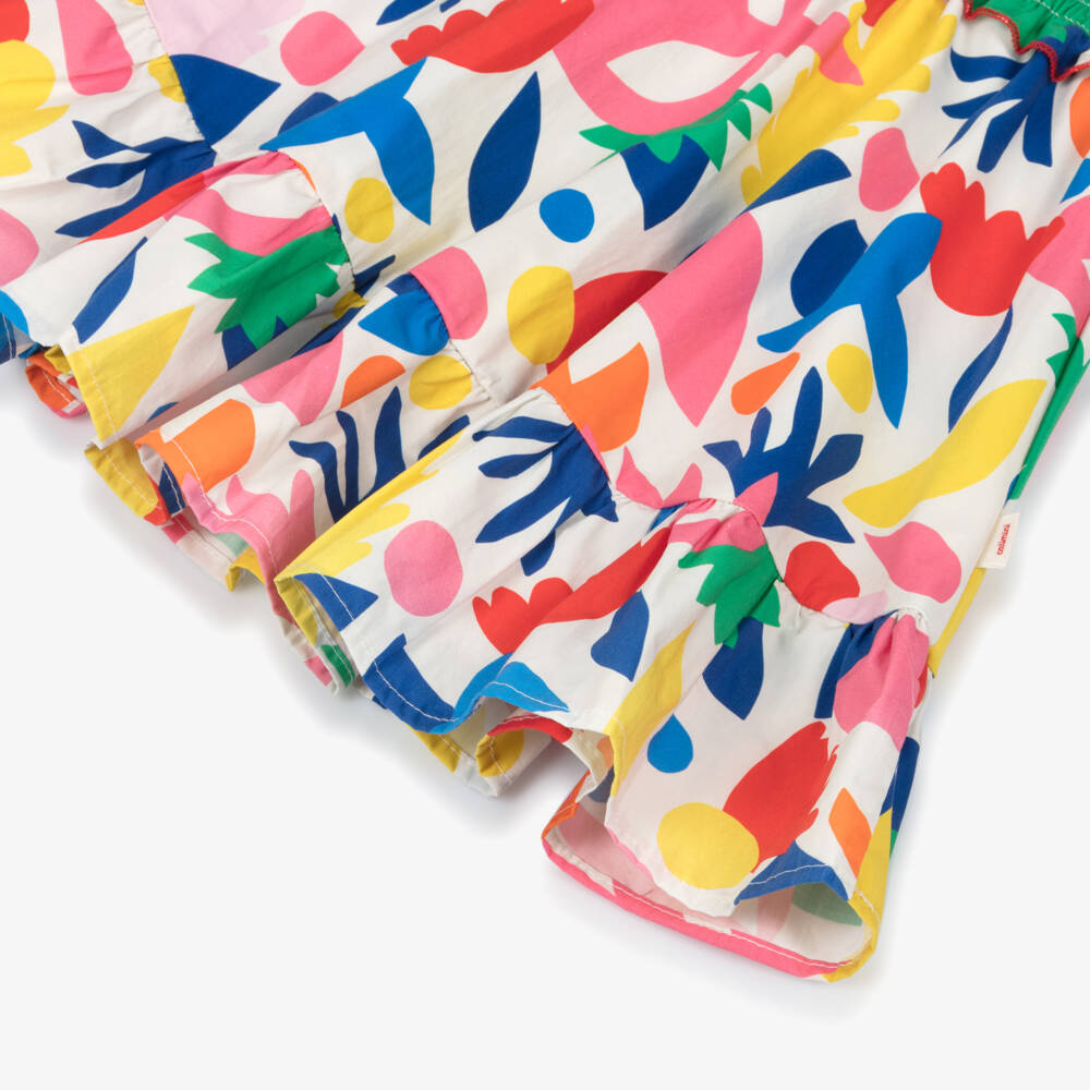 Catimini-Girls Red & Blue Cotton Floral Skirt | Childrensalon