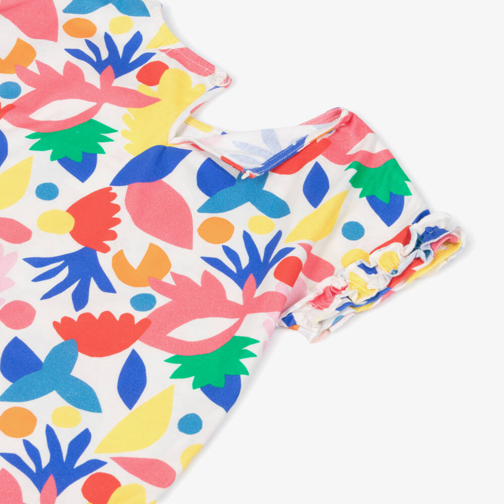 Catimini-Girls Red & Blue Cotton Floral T-Shirt | Childrensalon