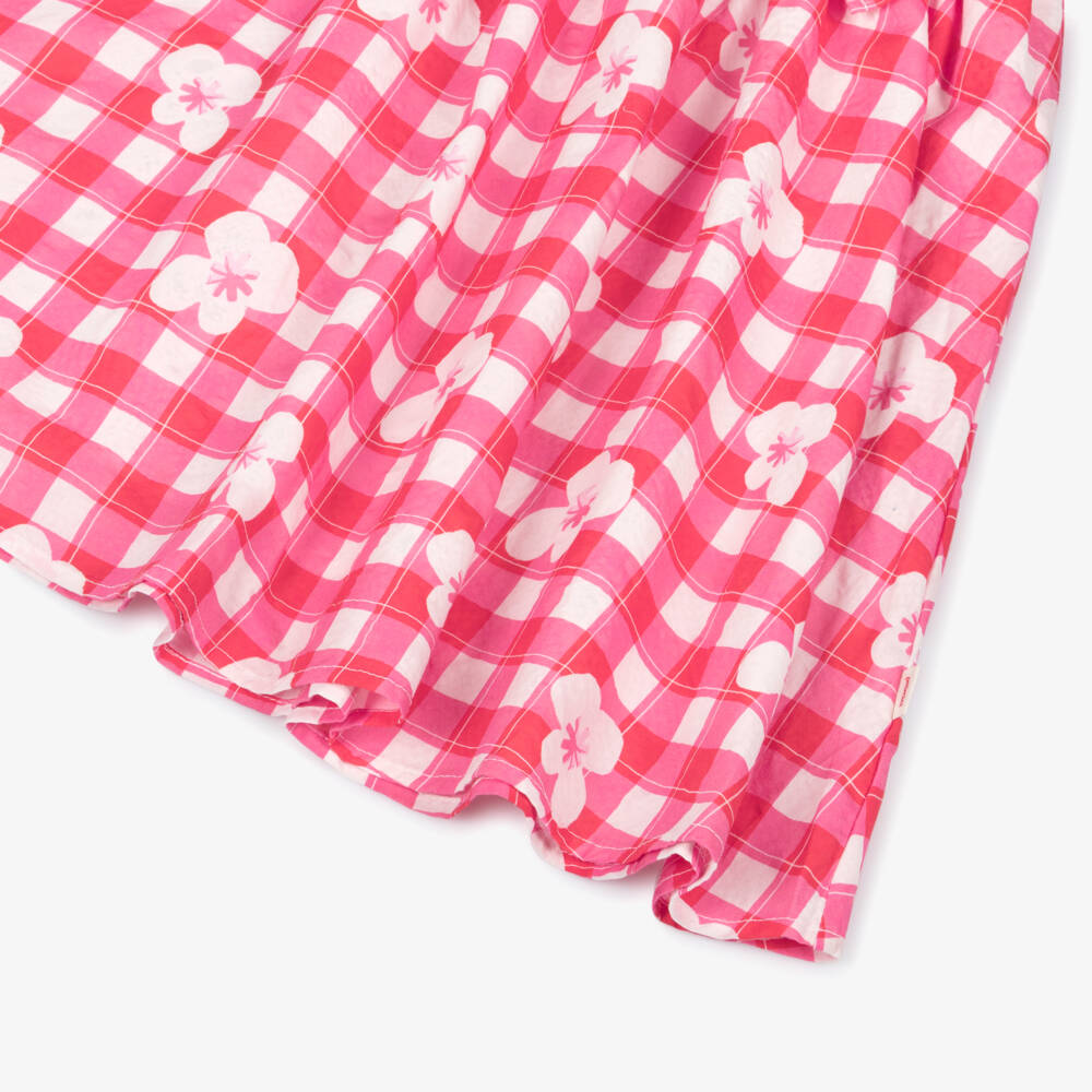 Catimini-فستان قطن بنقشة مربعات لون أحمر وزهري للبنات | Childrensalon