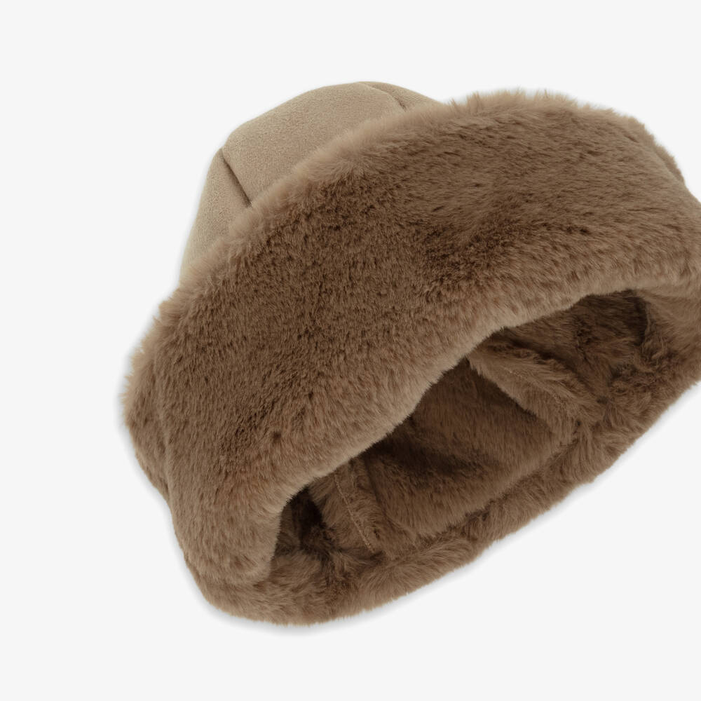 Catya-Girls Beige Faux Fur Hat | Childrensalon