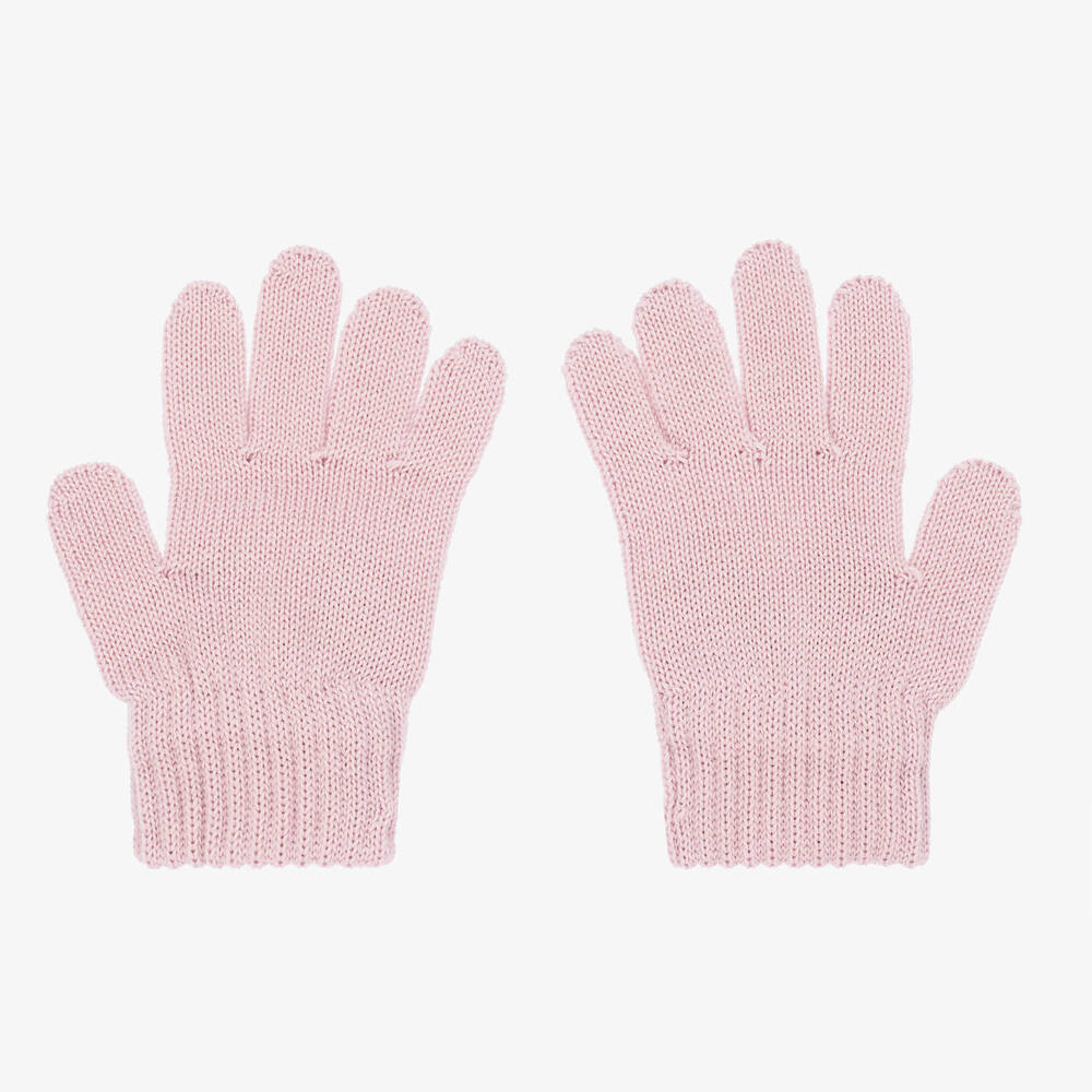 Catya-قفازات صوف محبوك مزينة بفيونكة لون زهري للبنات | Childrensalon