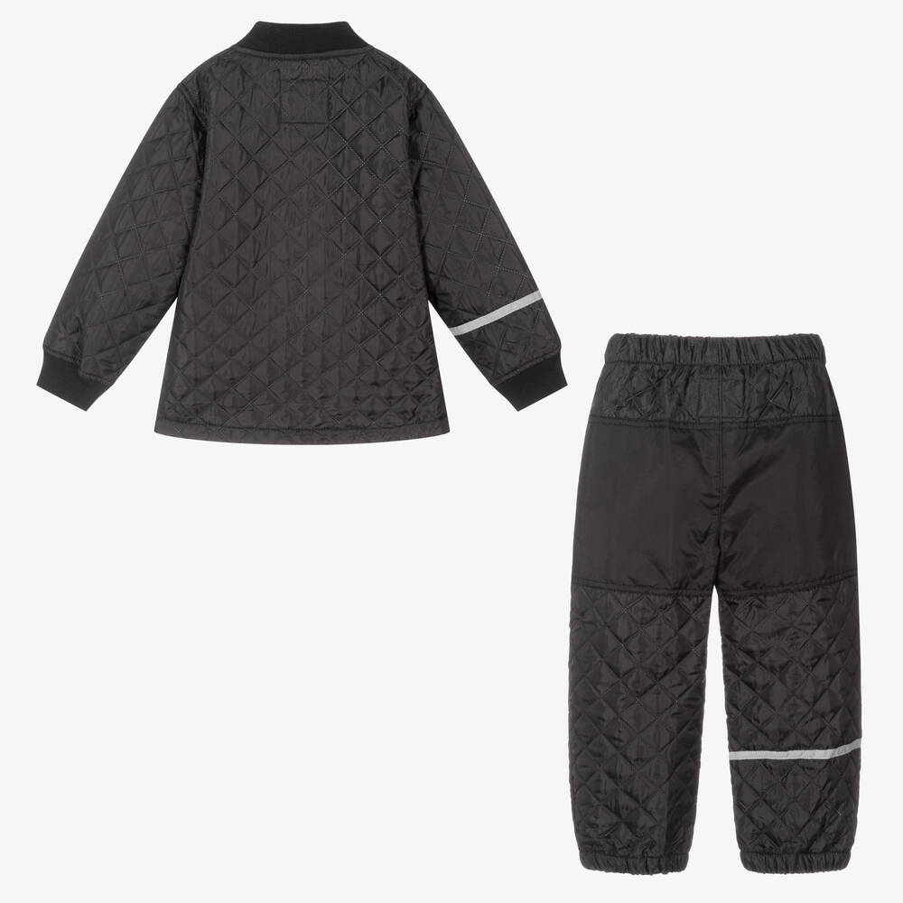 CeLaVi-Black Quilted Jacket & Trouser Set | Childrensalon