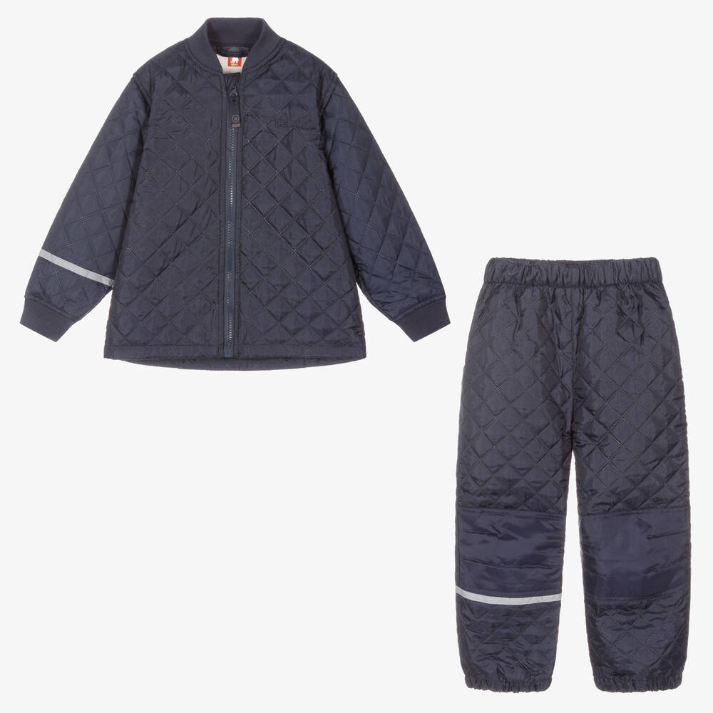 CeLaVi-Blue Quilted Jacket & Trouser Set | Childrensalon