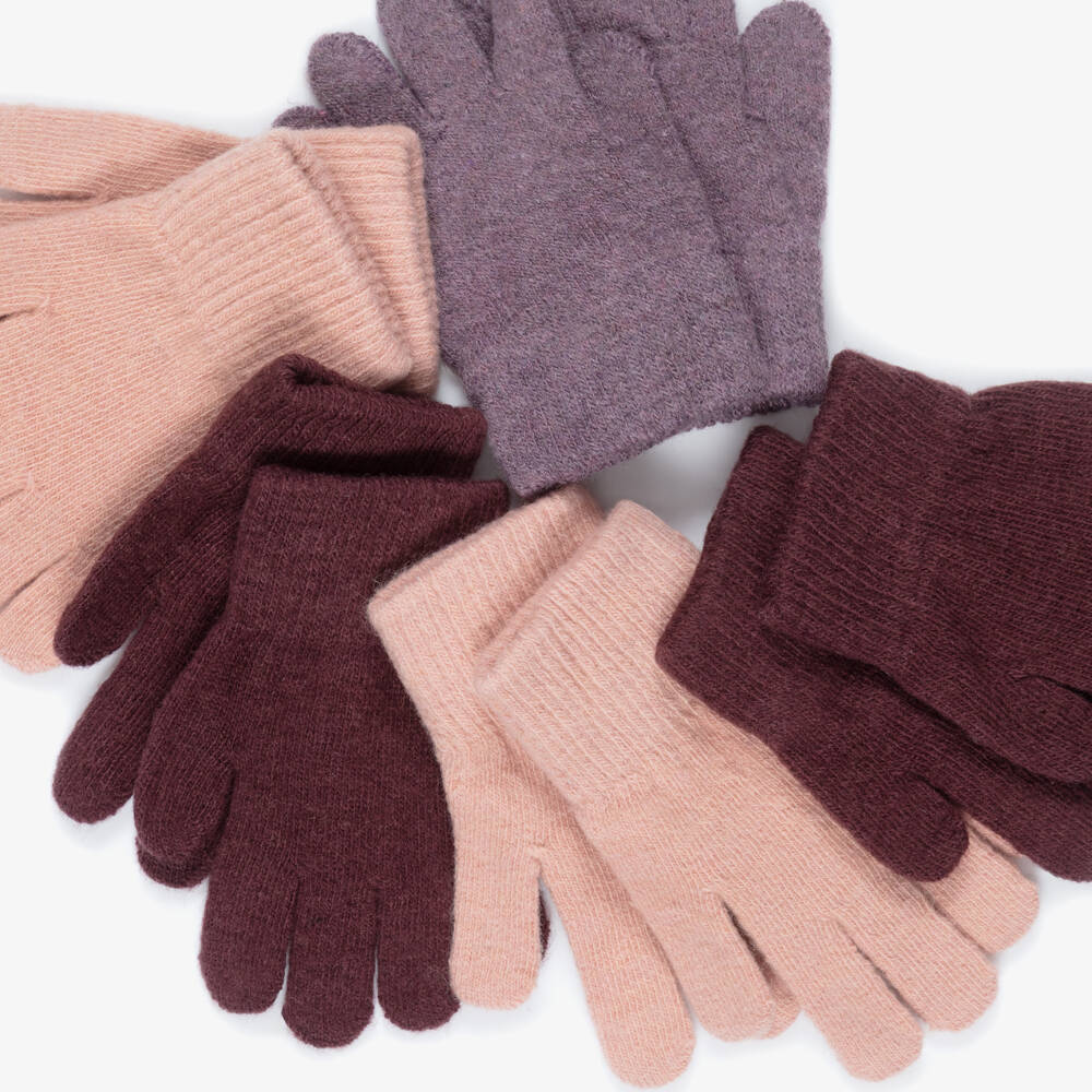 CeLaVi-Girl Pink & Purple Wool Knit Gloves (5 Pack) | Childrensalon