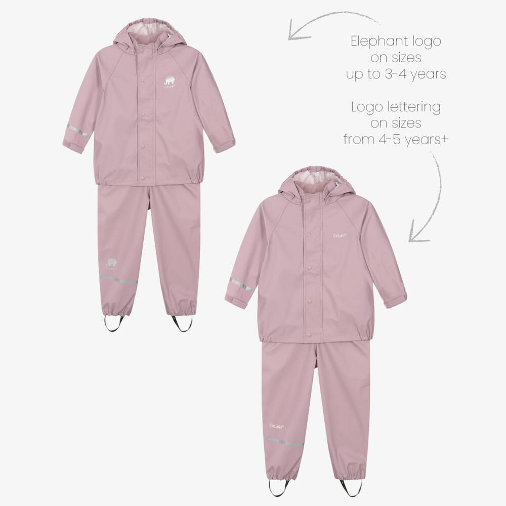 CeLaVi-بدلة واقية من المطر قطعتين لون زهري ليلاك للبنات | Childrensalon