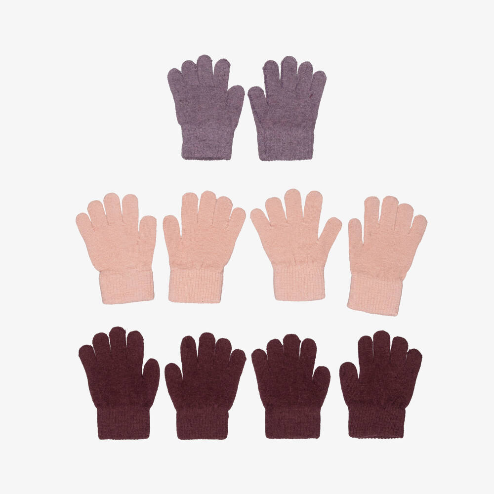 CeLaVi-Перчатки розовые и фиолетовые шерстяные для девочек (5пар) | Childrensalon