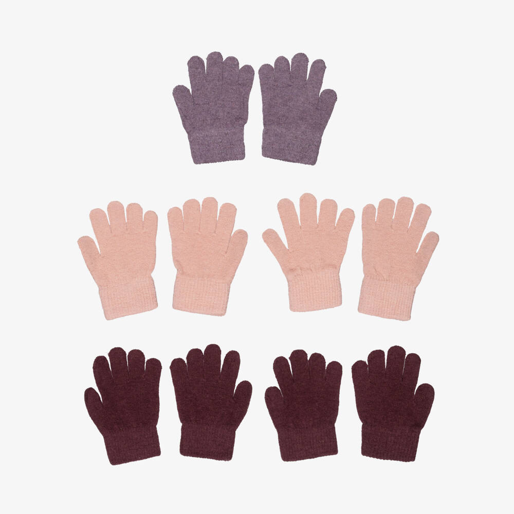 CeLaVi-Перчатки розовые и фиолетовые шерстяные для девочек (5пар) | Childrensalon