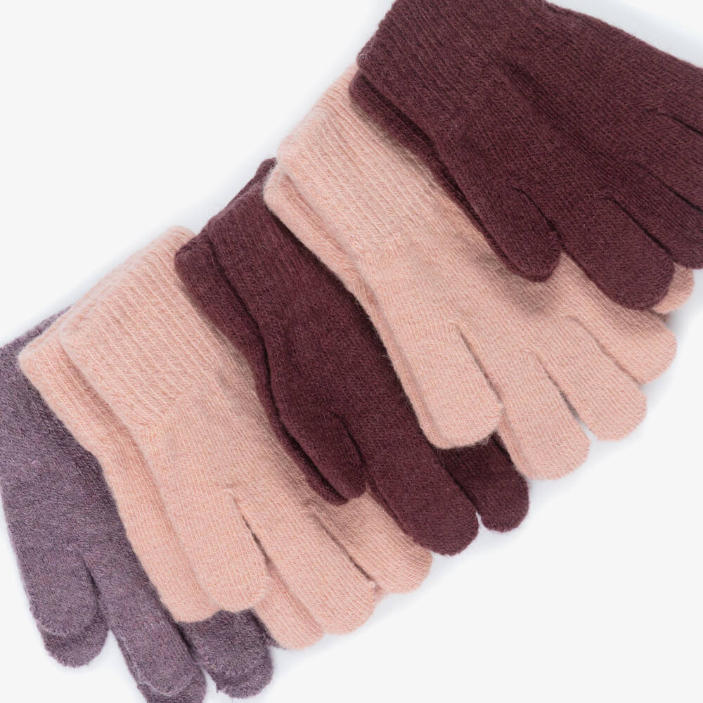 CeLaVi-Перчатки розовые и фиолетовые шерстяные для девочек (5пар) | Childrensalon