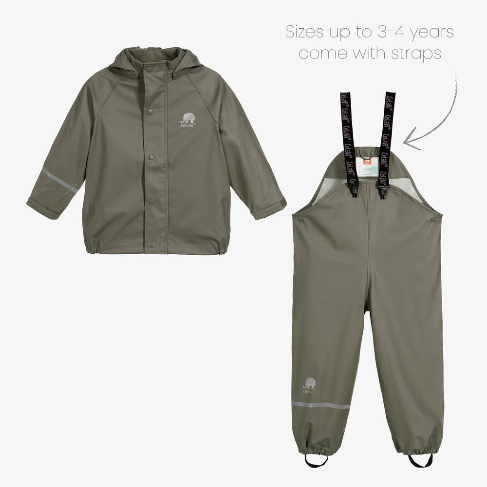CeLaVi-Khaki Green 2 Piece Rainsuit | Childrensalon