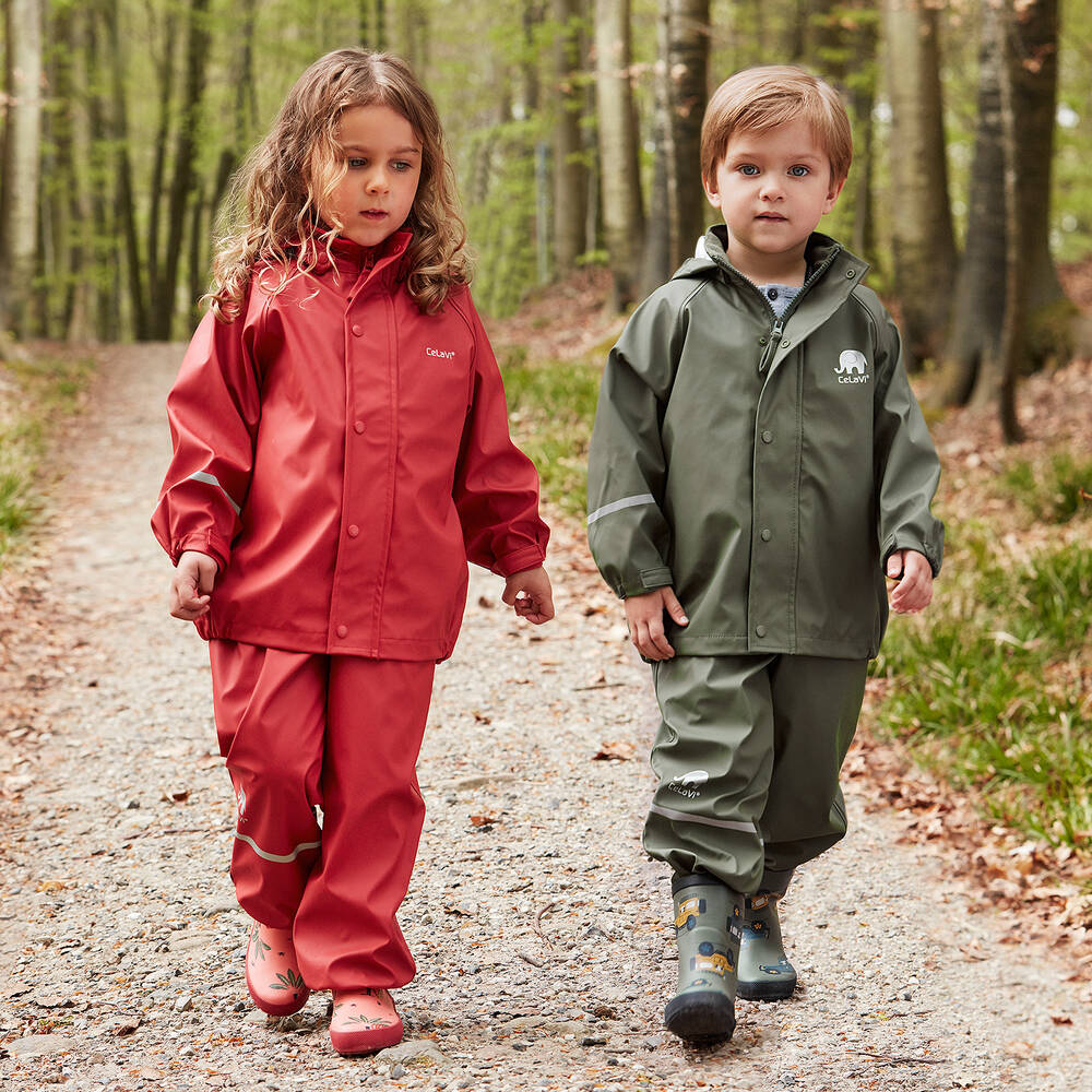 CeLaVi-Khaki Green 2 Piece Rainsuit | Childrensalon