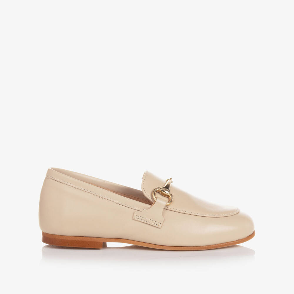 Children's Classics-Beige Leather Loafers | Childrensalon