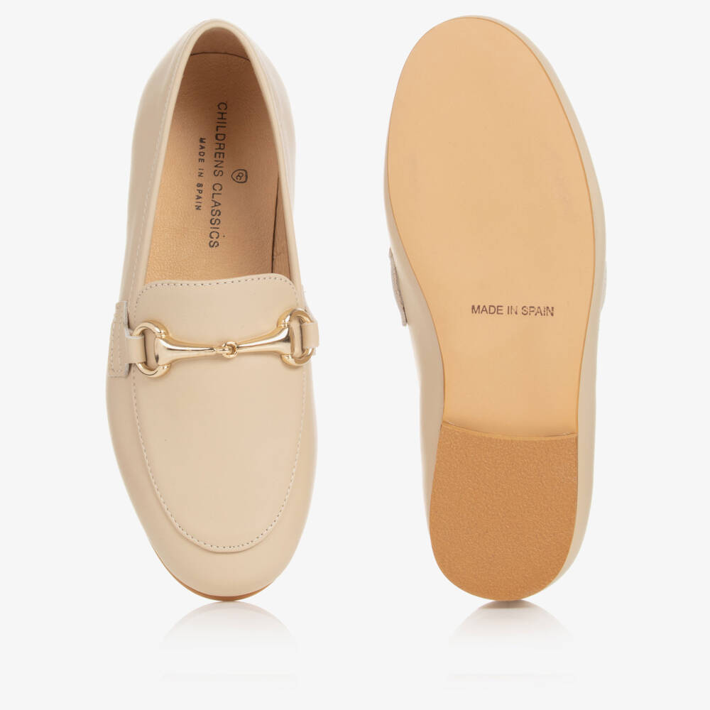 Children's Classics-Beige Leather Loafers | Childrensalon