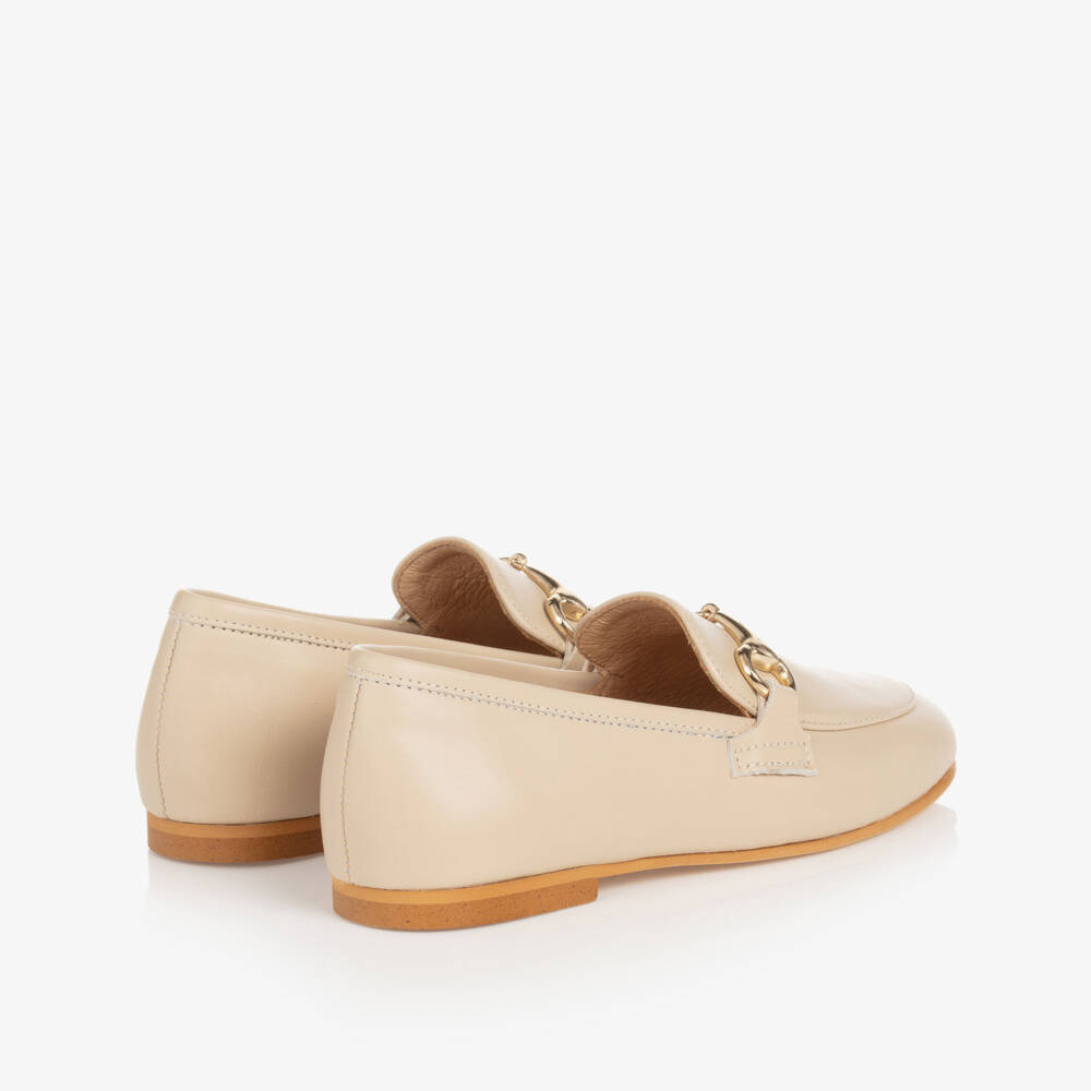 Children's Classics-Beige Leather Loafers | Childrensalon