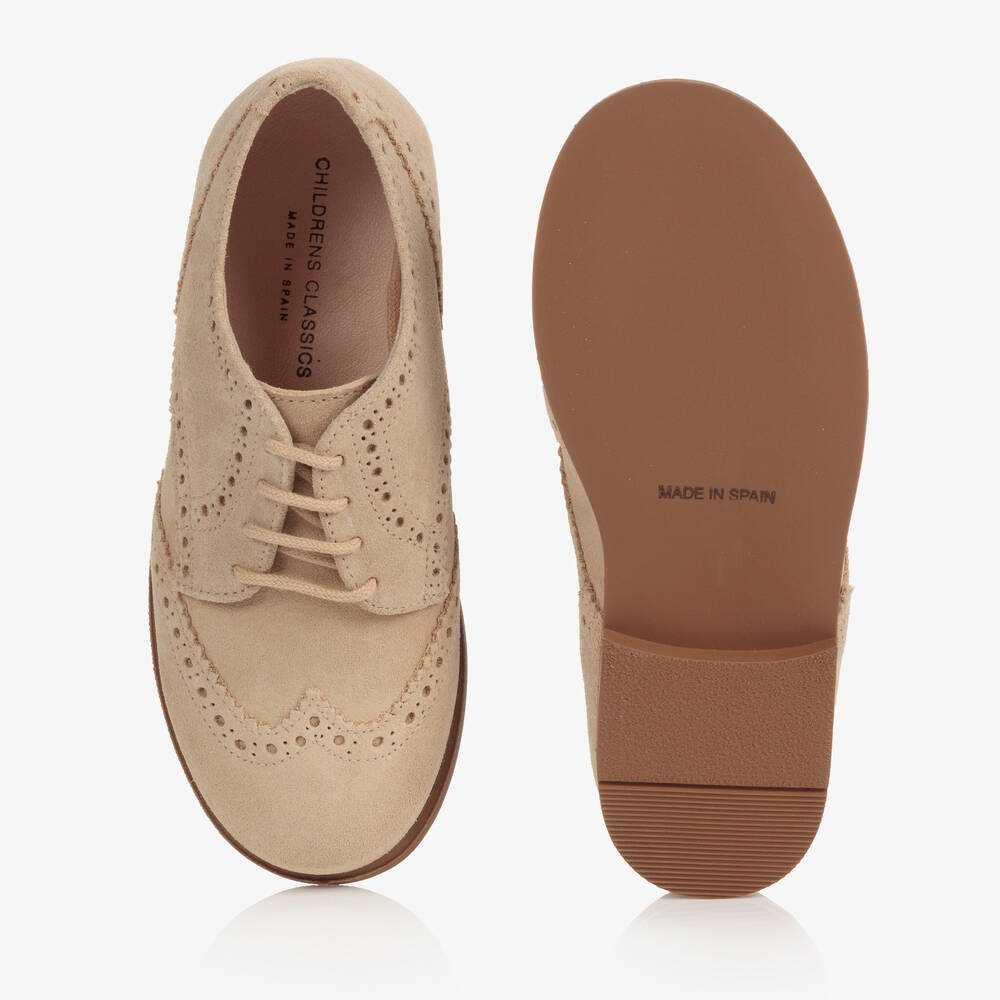 Children's Classics-Beige Suede Brogues | Childrensalon