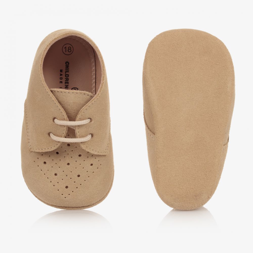 Children's Classics-Beige Suede Pre-Walker Shoes | Childrensalon