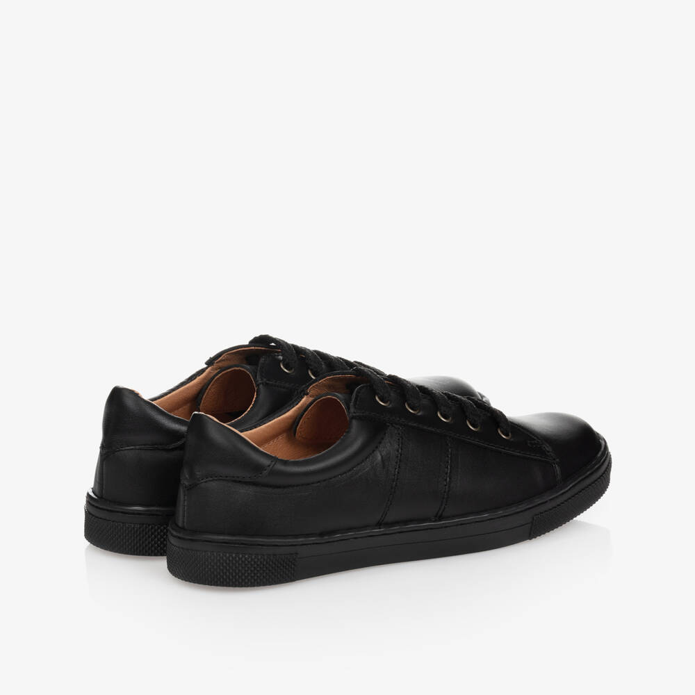 Children's Classics-Black Lace-Up Leather Trainers | Childrensalon