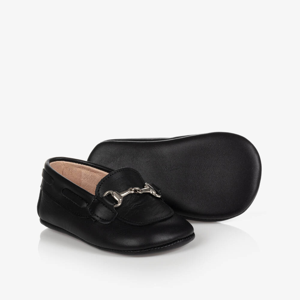 Children's Classics-Black Leather Pre-Walker Shoes | Childrensalon