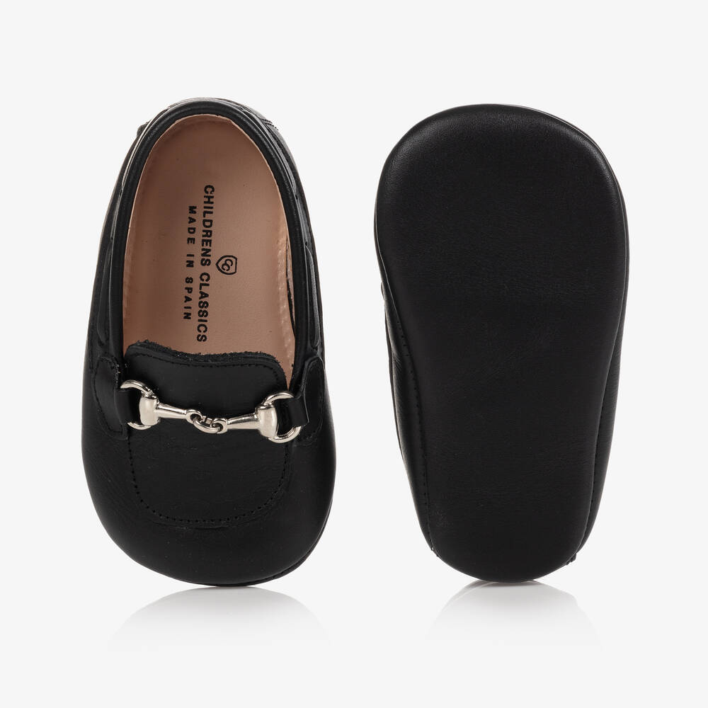 Children's Classics-Black Leather Pre-Walker Shoes | Childrensalon