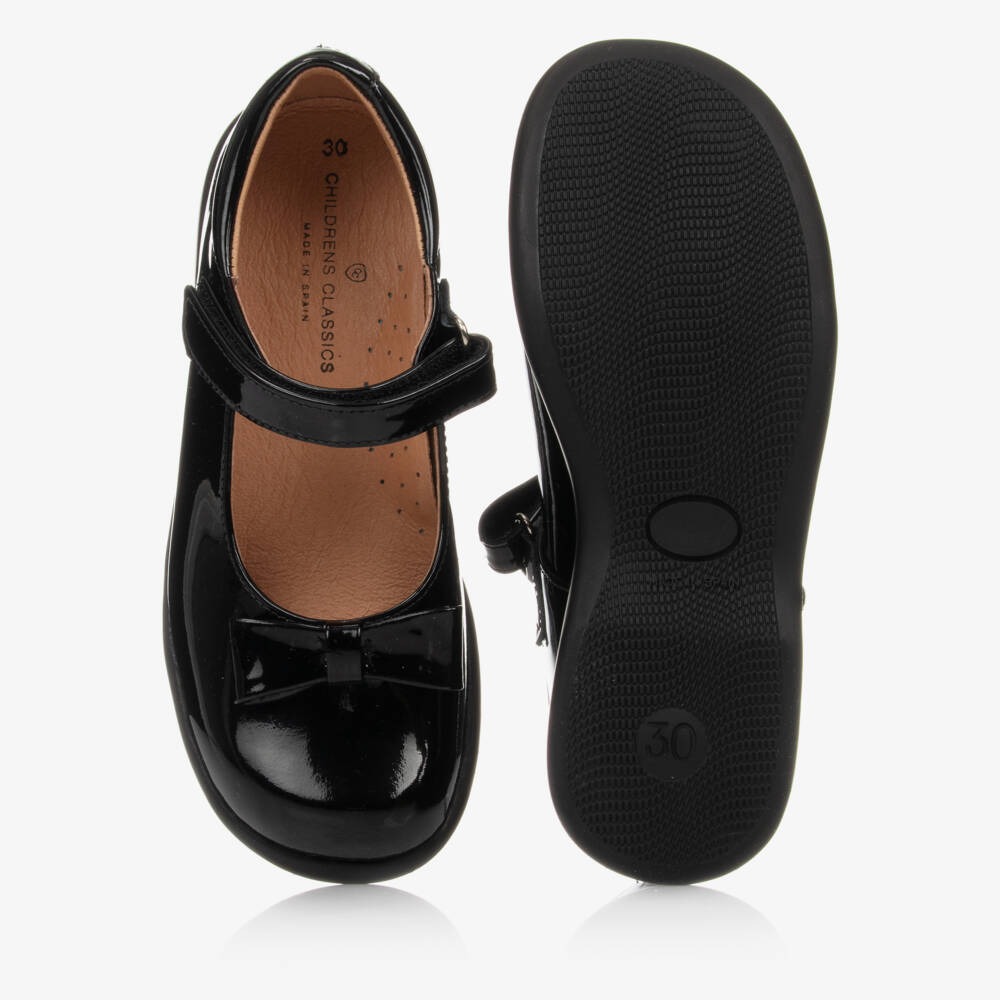 Children's Classics-Black Patent Leather Shoes With Bows | Childrensalon