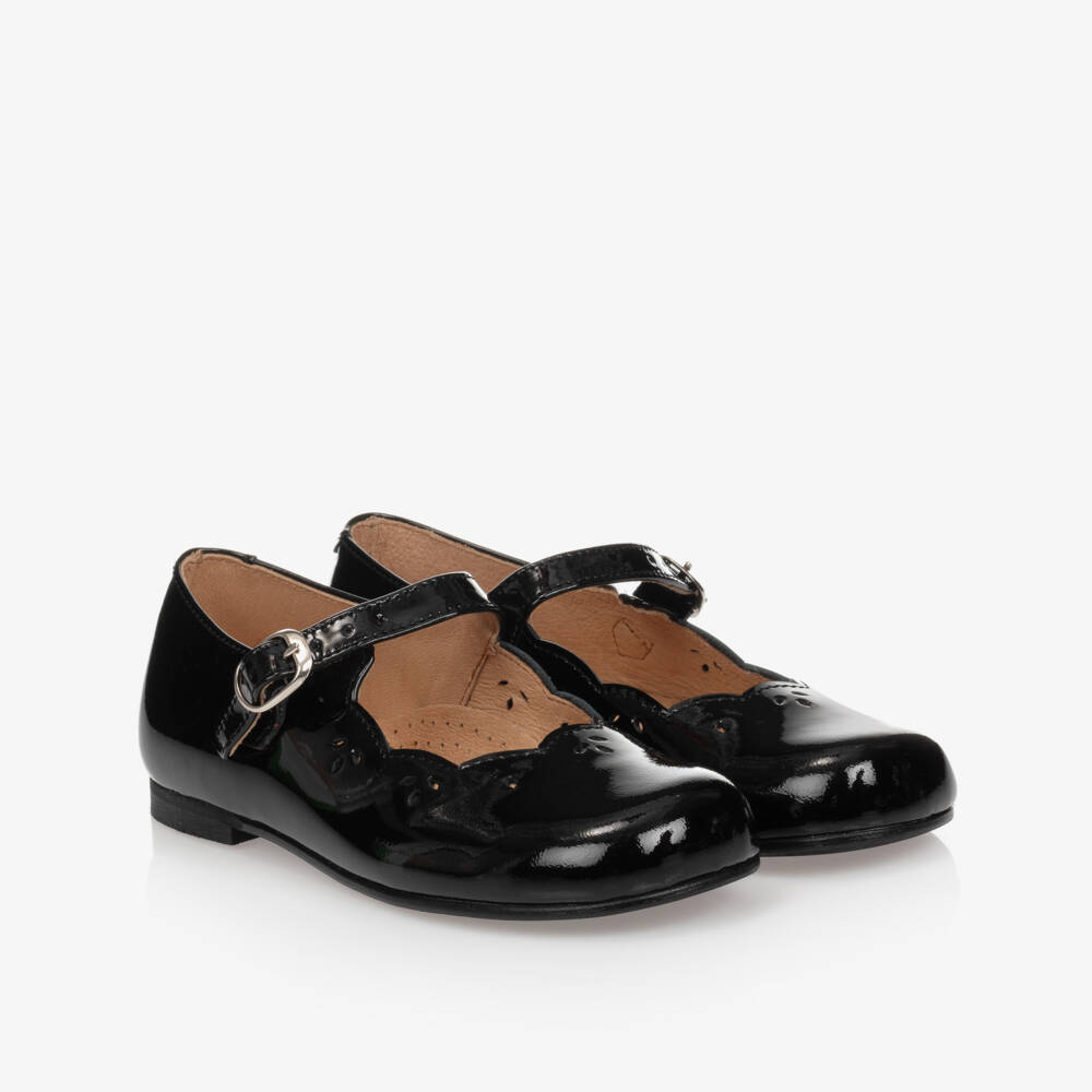 Children's Classics-Black Patent Leather Shoes With Ribbon Bows | Childrensalon