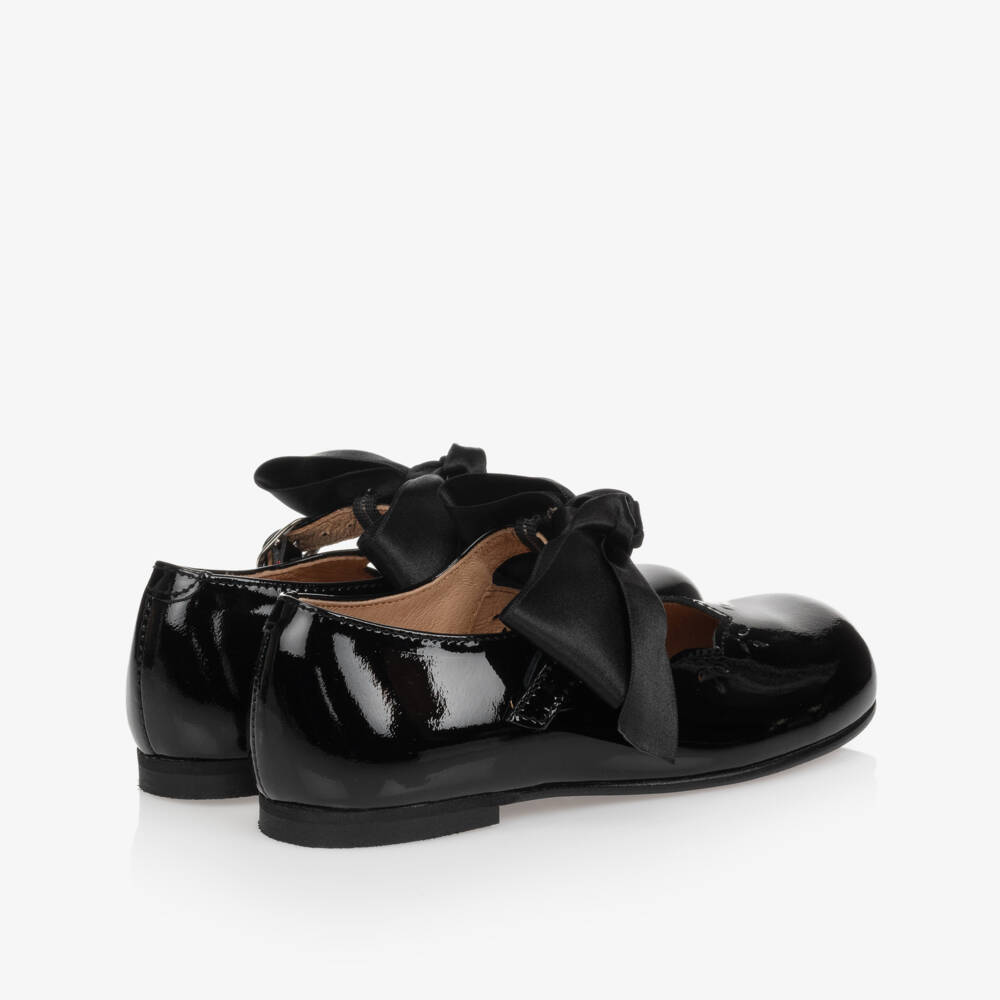 Children's Classics-Black Patent Leather Shoes With Ribbon Bows | Childrensalon