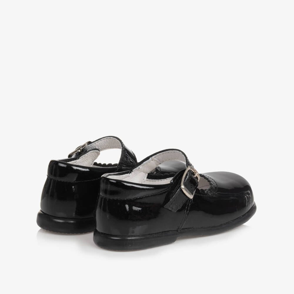 Children's Classics-Black Patent Leather Shoes With Scalloped Trims | Childrensalon